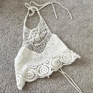 BIKINI Top Cover Up Crochet Knit Top XS